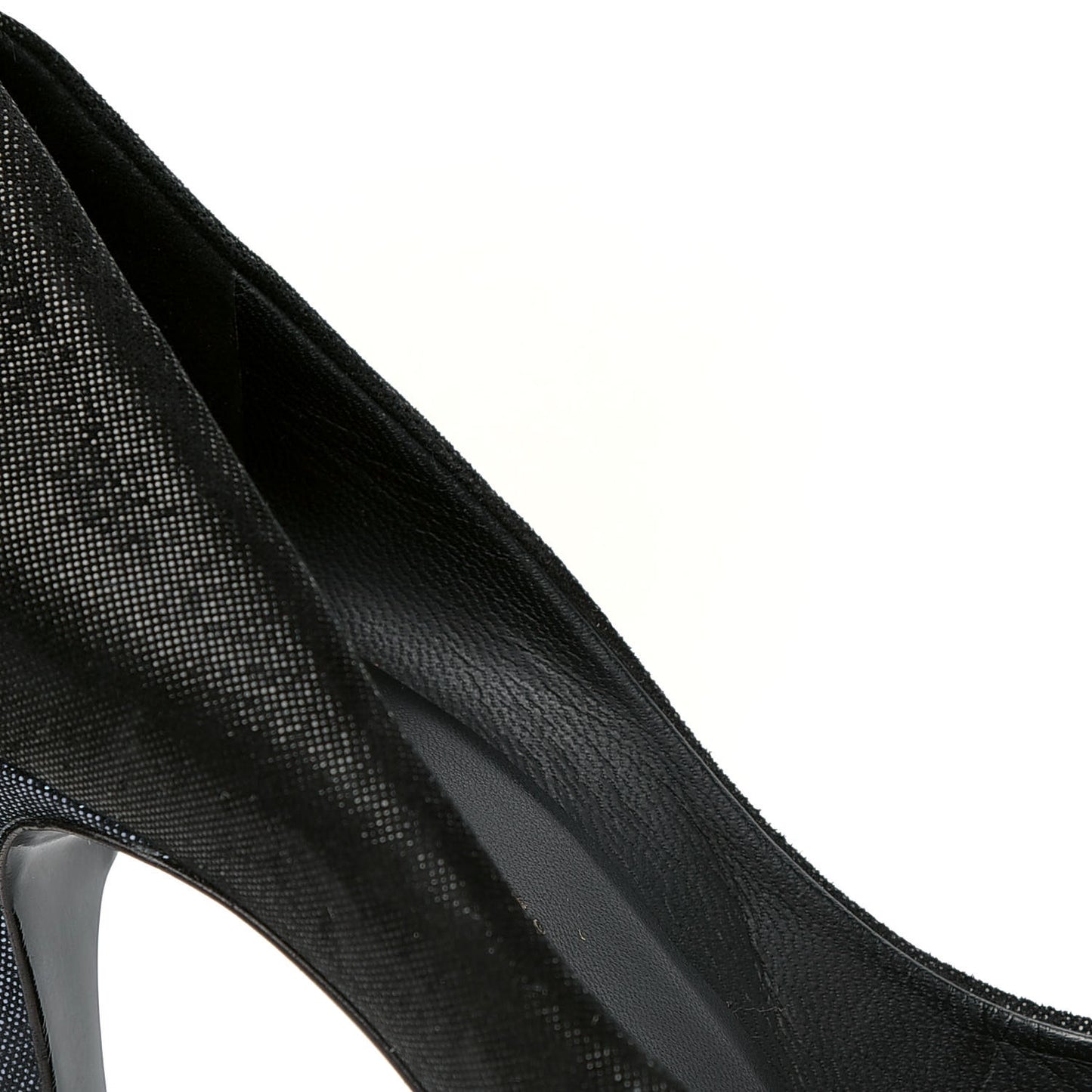 Metallic Fabric Jewel Cap Toe Pumps 37 Black Blue