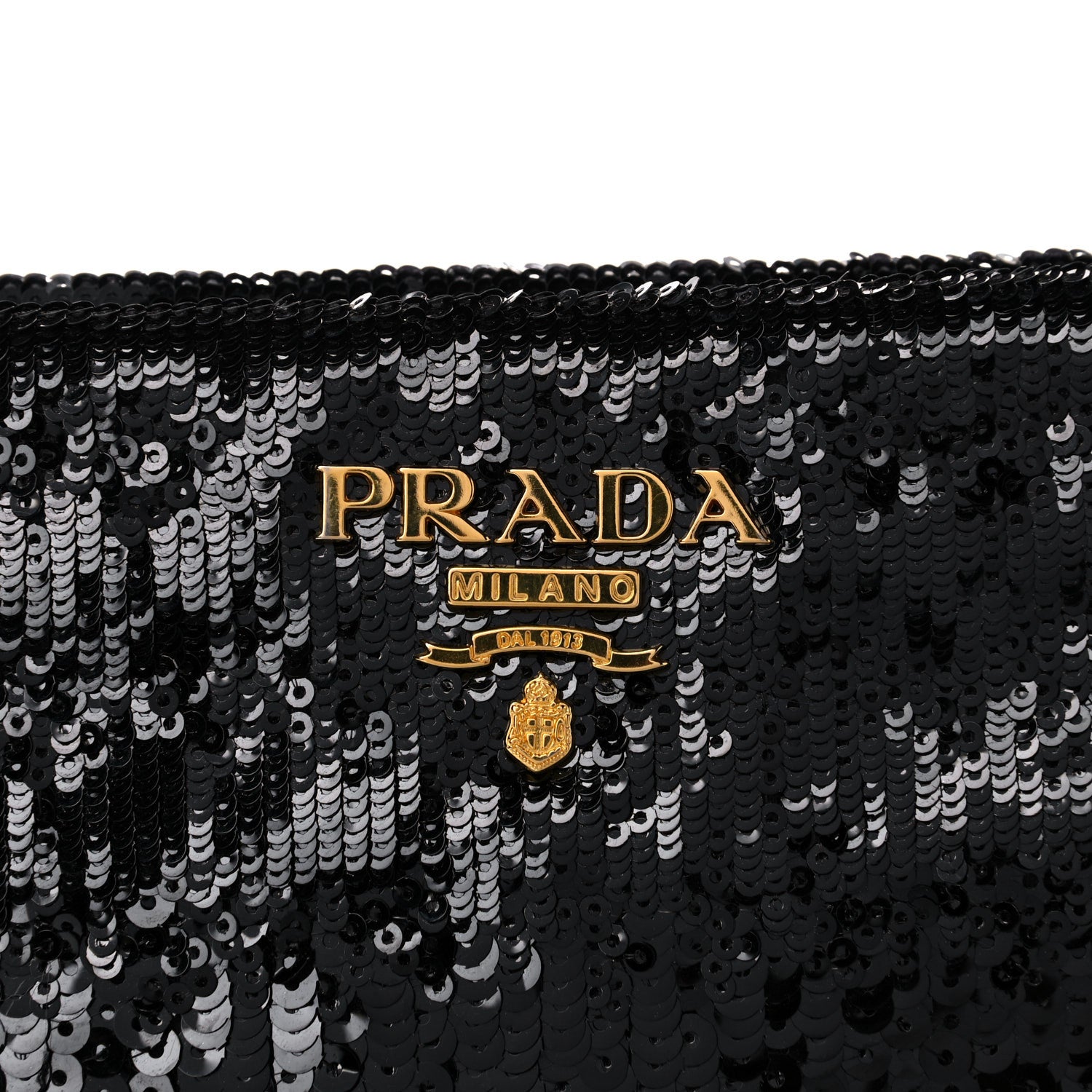 Prada Sequin Pochette Clutch Black 8 of 10