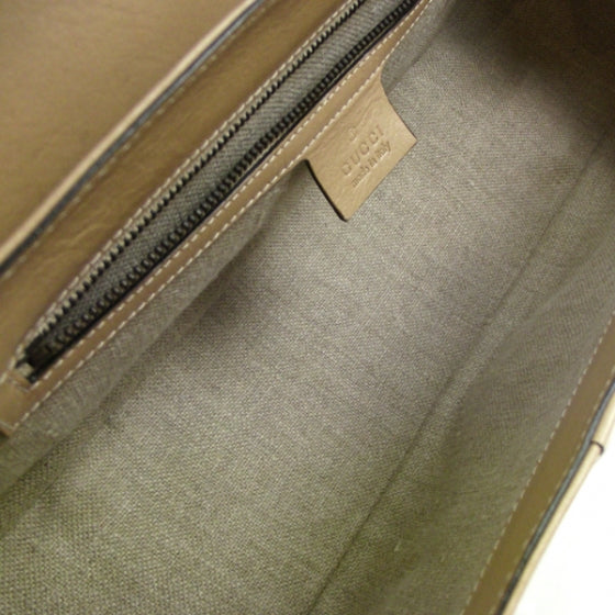 Leather Fold Over Satchel Beige