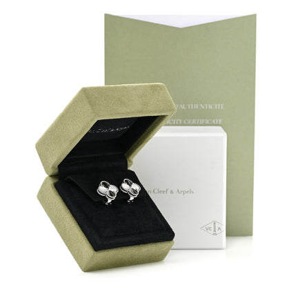 Van Cleef & Arpels 18K White Gold Guilloche Vintage Alhambra Earrings 5 of 5