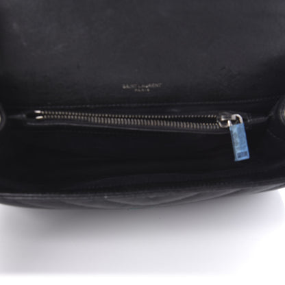 Saint Laurent Sheepskin Matelasse Chevron Monogram Medium College Bag Black 5 of 11