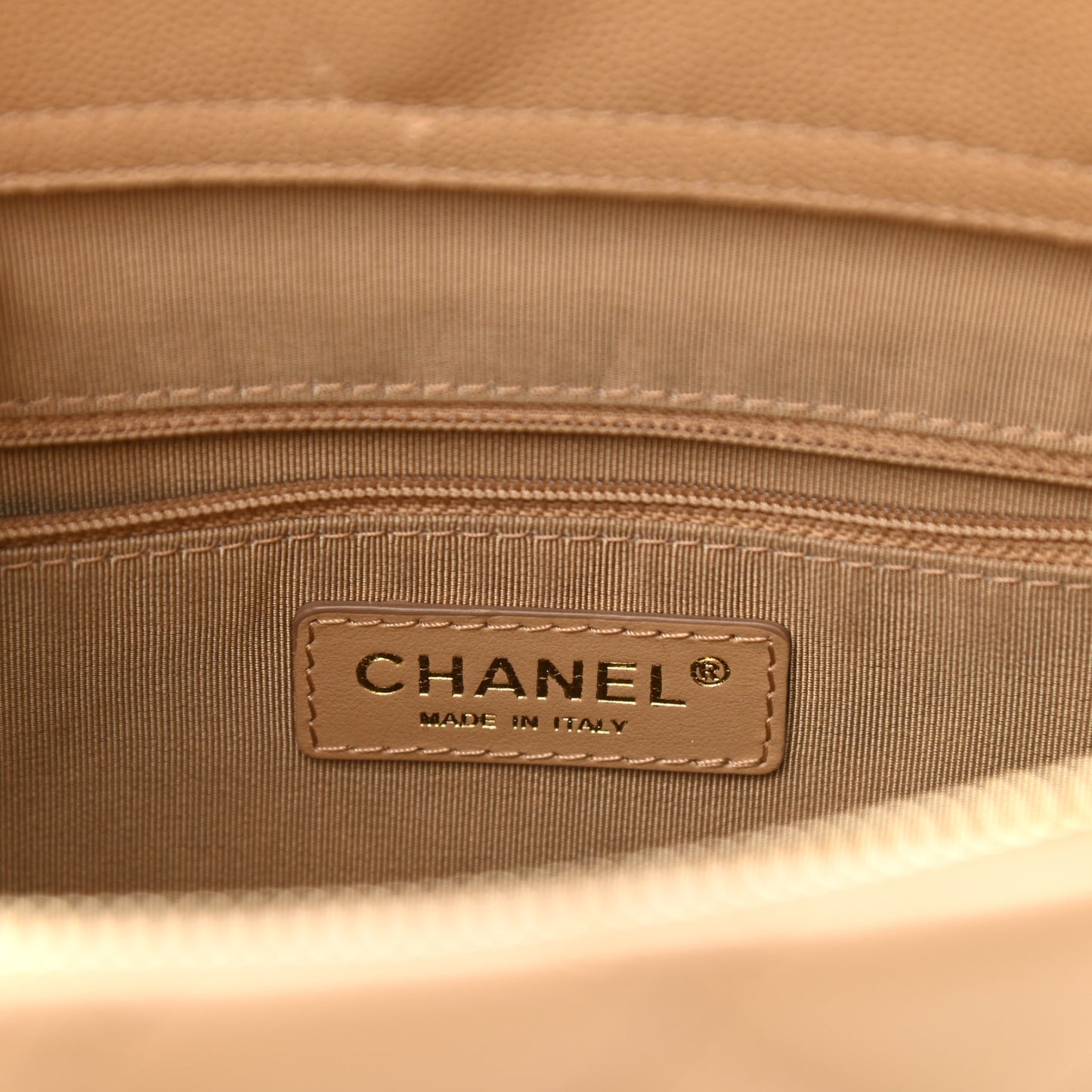 Caviar Quilted Rolled Up Tote Beige