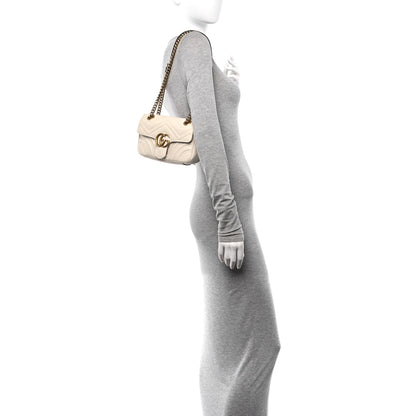 Gucci Calfskin Matelasse Mini GG Marmont Shoulder Bag White 2 of 10