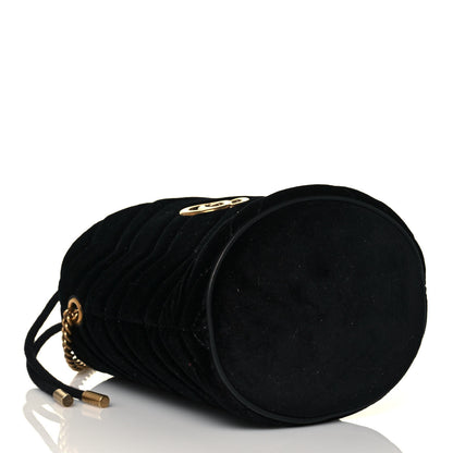 Gucci Velvet Matelasse Mini GG Marmont 2.0 Bucket Bag Black 5 of 11