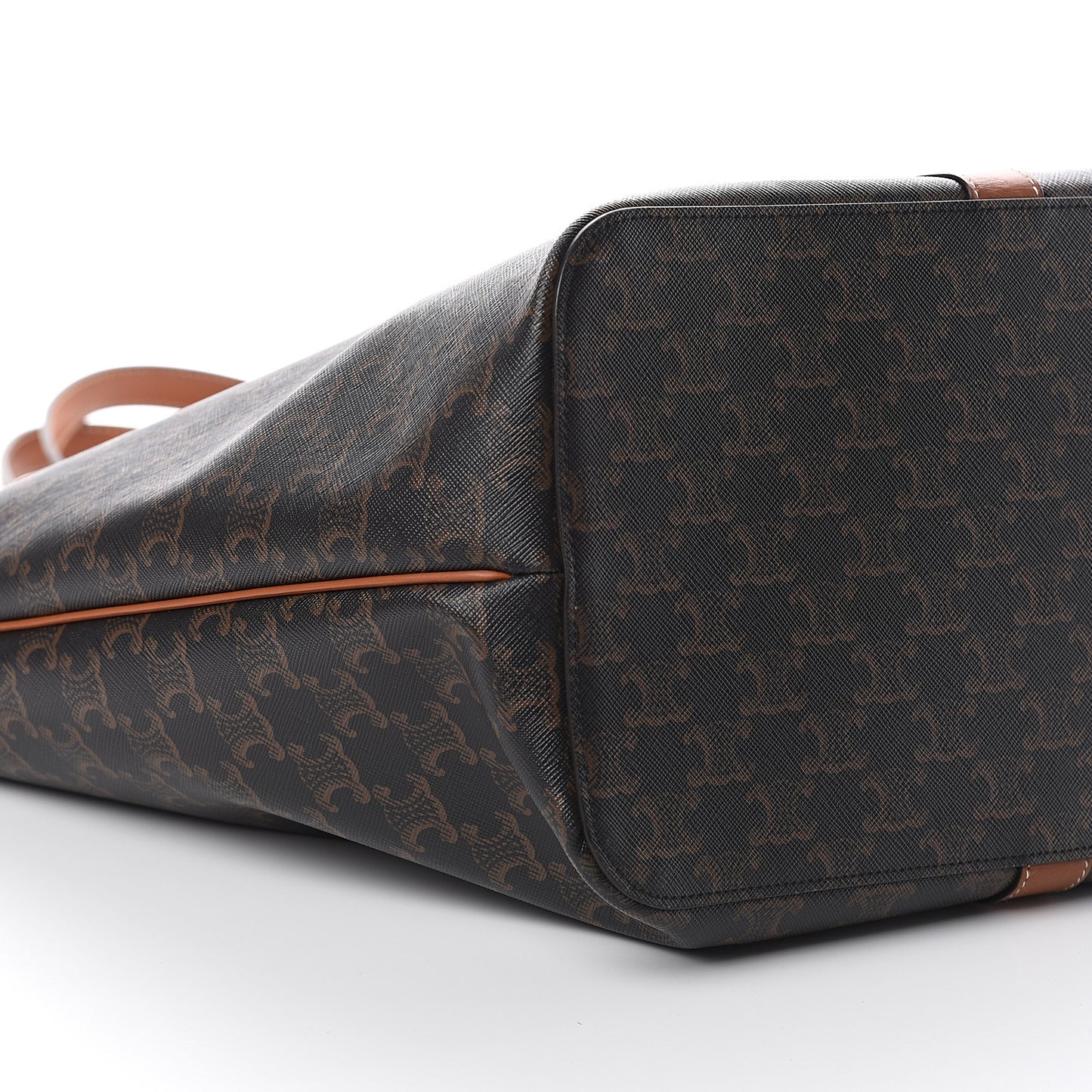 Triomphe Canvas Calfskin Medium Cabas Bag Tan