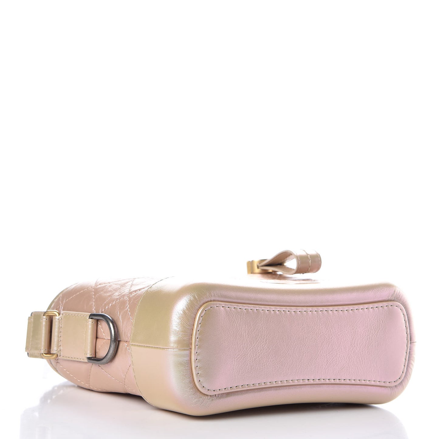 Iridescent Aged Calfskin Quilted Small Gabrielle Hobo Light Pink
