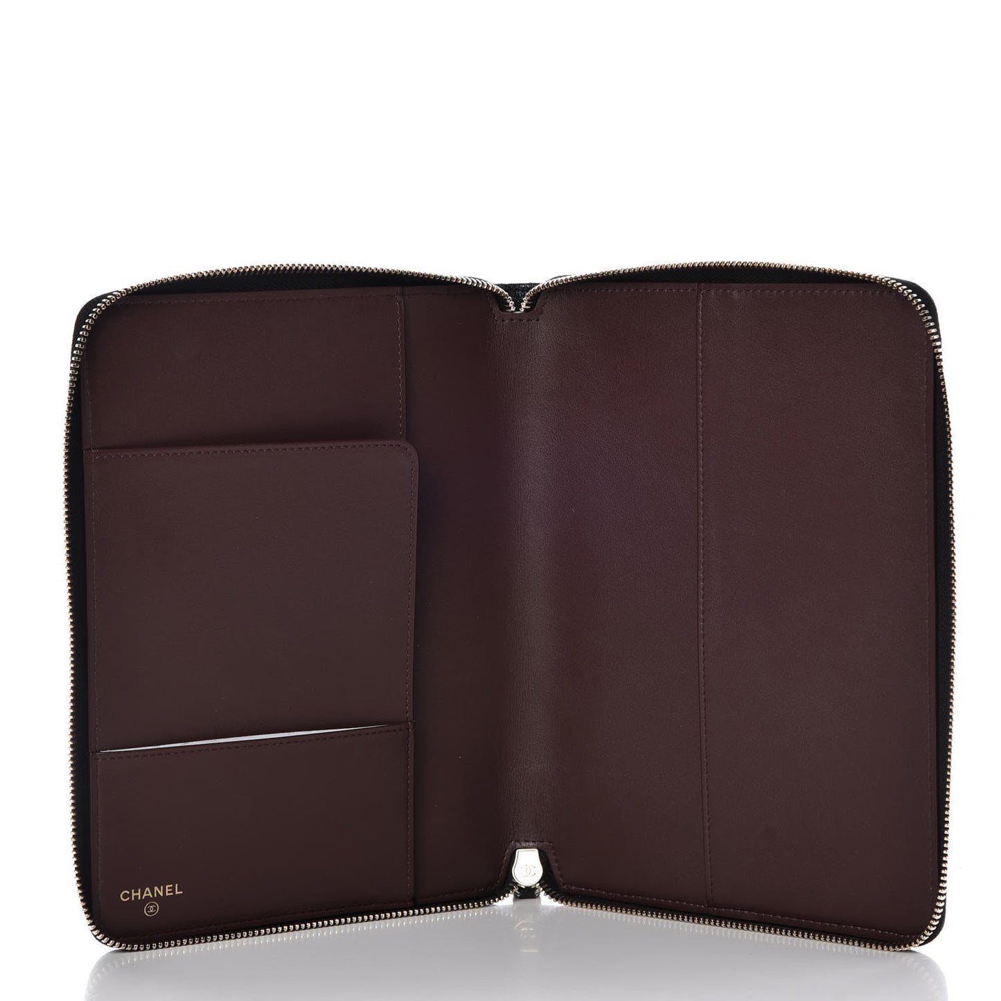 Caviar Quilted Zip Around Notebook Agenda Cover Black