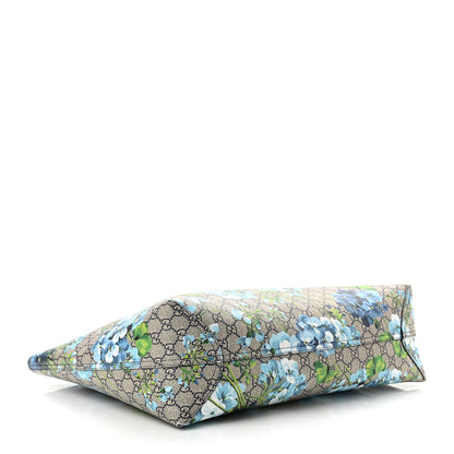 Gucci GG Supreme Monogram Blooms Large Reversible Tote Beige Blue Navy 4 of 9