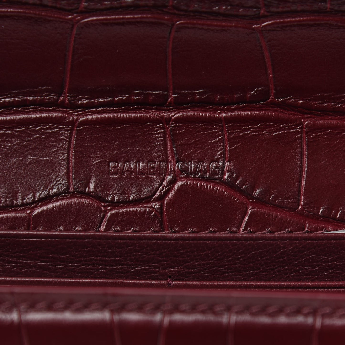 Extra Supple Calfskin Crocodile Embossed Gossip Chain Bag XS Dark Red