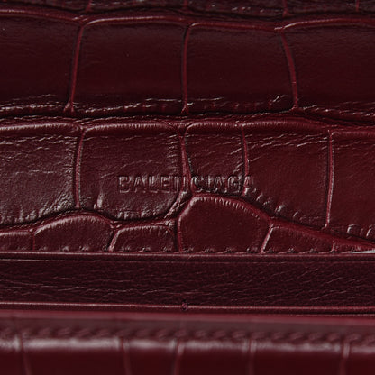 Balenciaga Extra Supple Calfskin Crocodile Embossed Gossip Chain Bag XS Dark Red 6 of 8