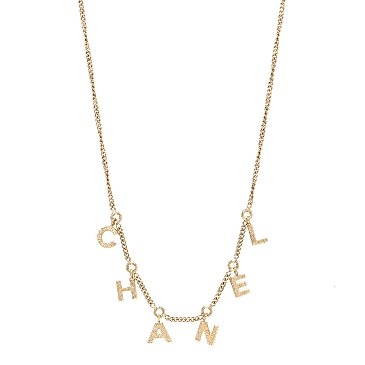 Chanel Crystal Logo Necklace Light Gold 1 of 5