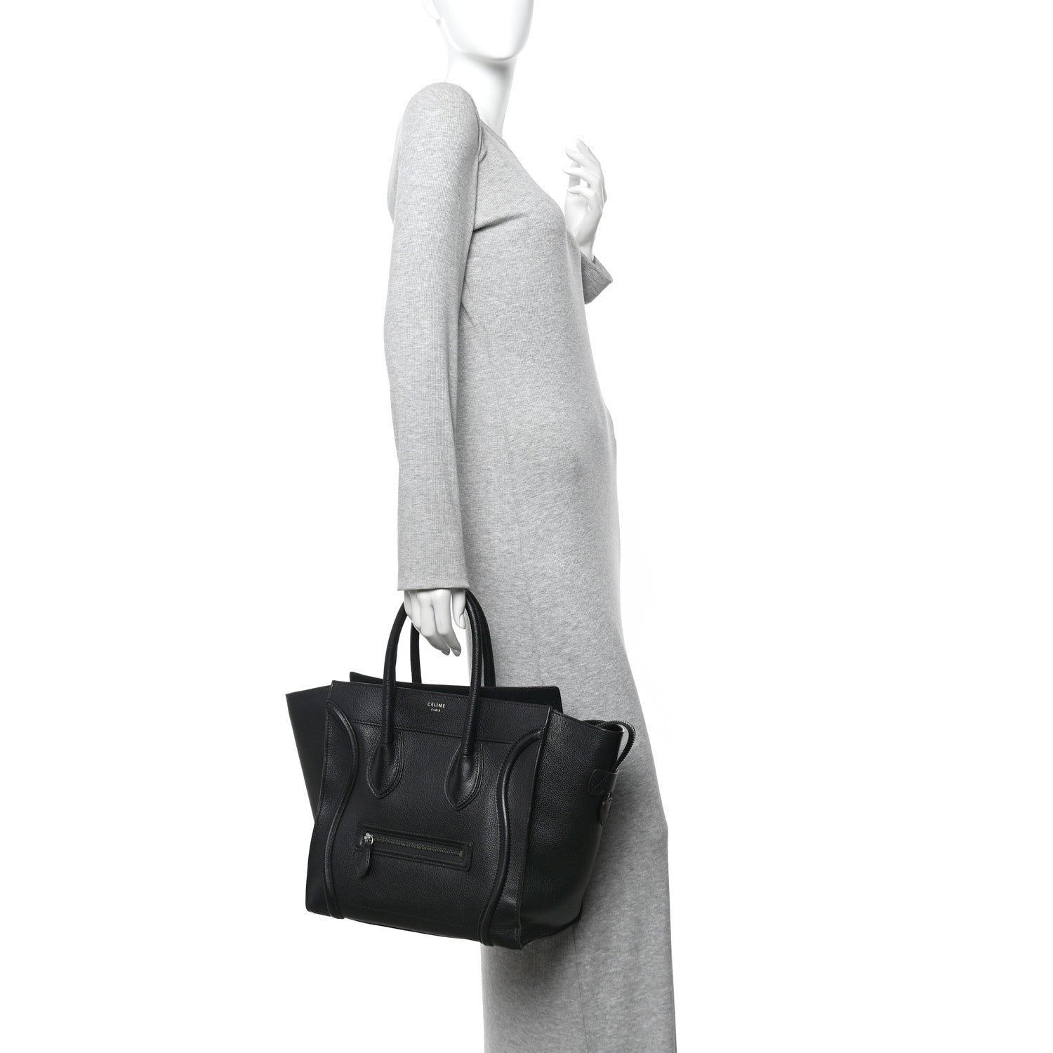 Celine Drummed Calfskin Mini Luggage Black 2 of 13