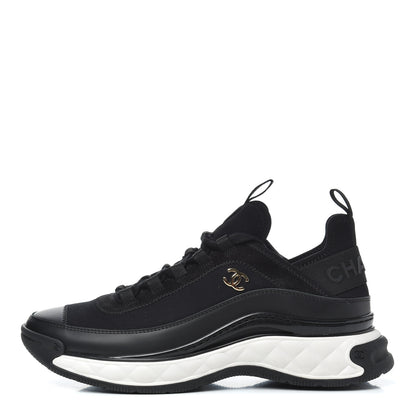 Chanel Velvet Calfskin Mixed Fibers CC Sneakers 38.5 Black 1 of 11