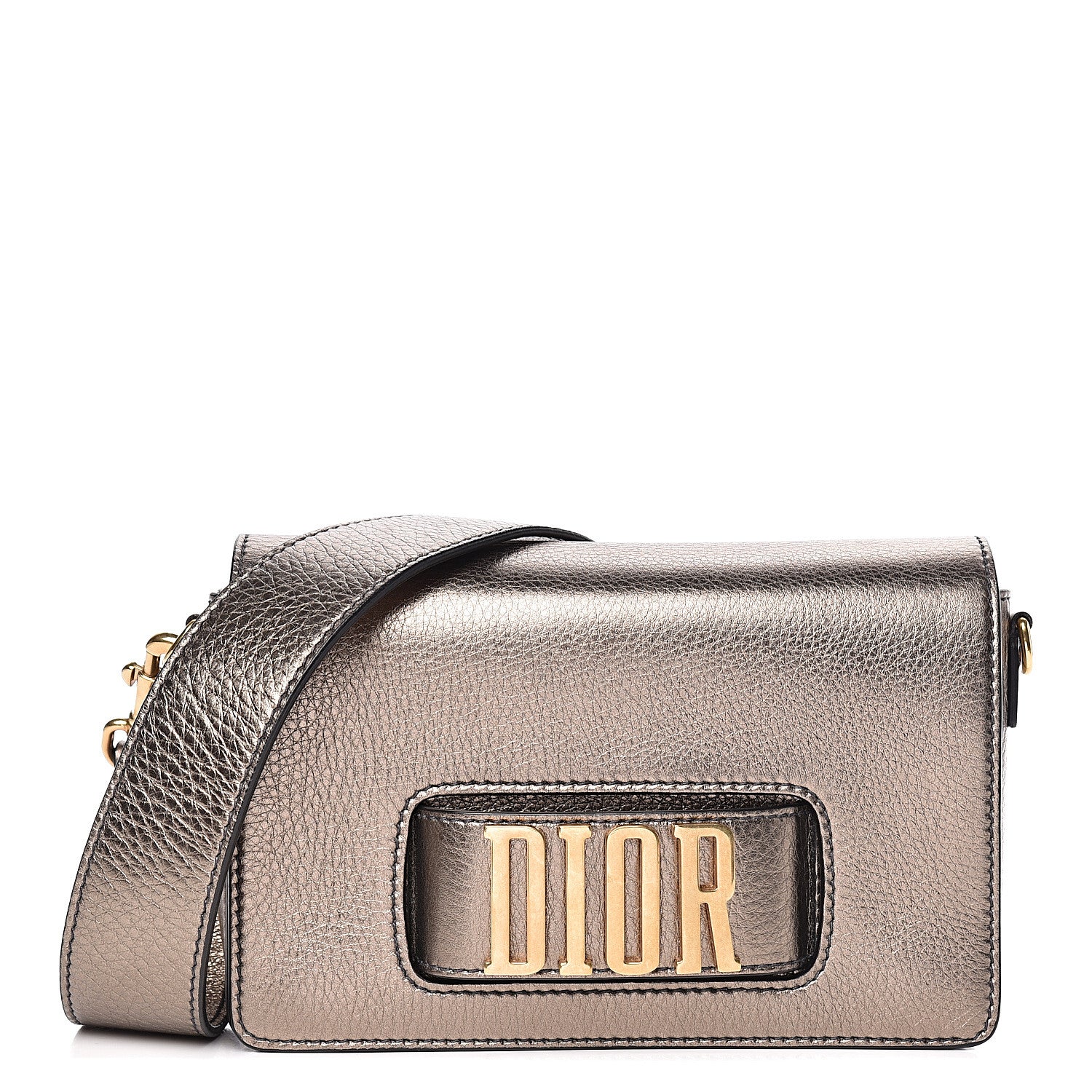 Christian Dior Metallic Grained Calfskin Dio(r)evolution Flap Bag Black Gold 1 of 10