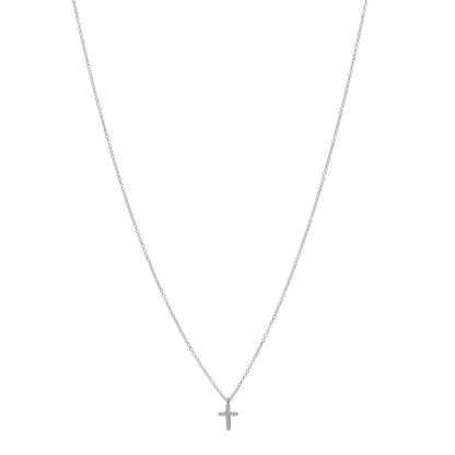 Tiffany 18K White Gold Diamond Mini Cross Pendant Necklace 1 of 5