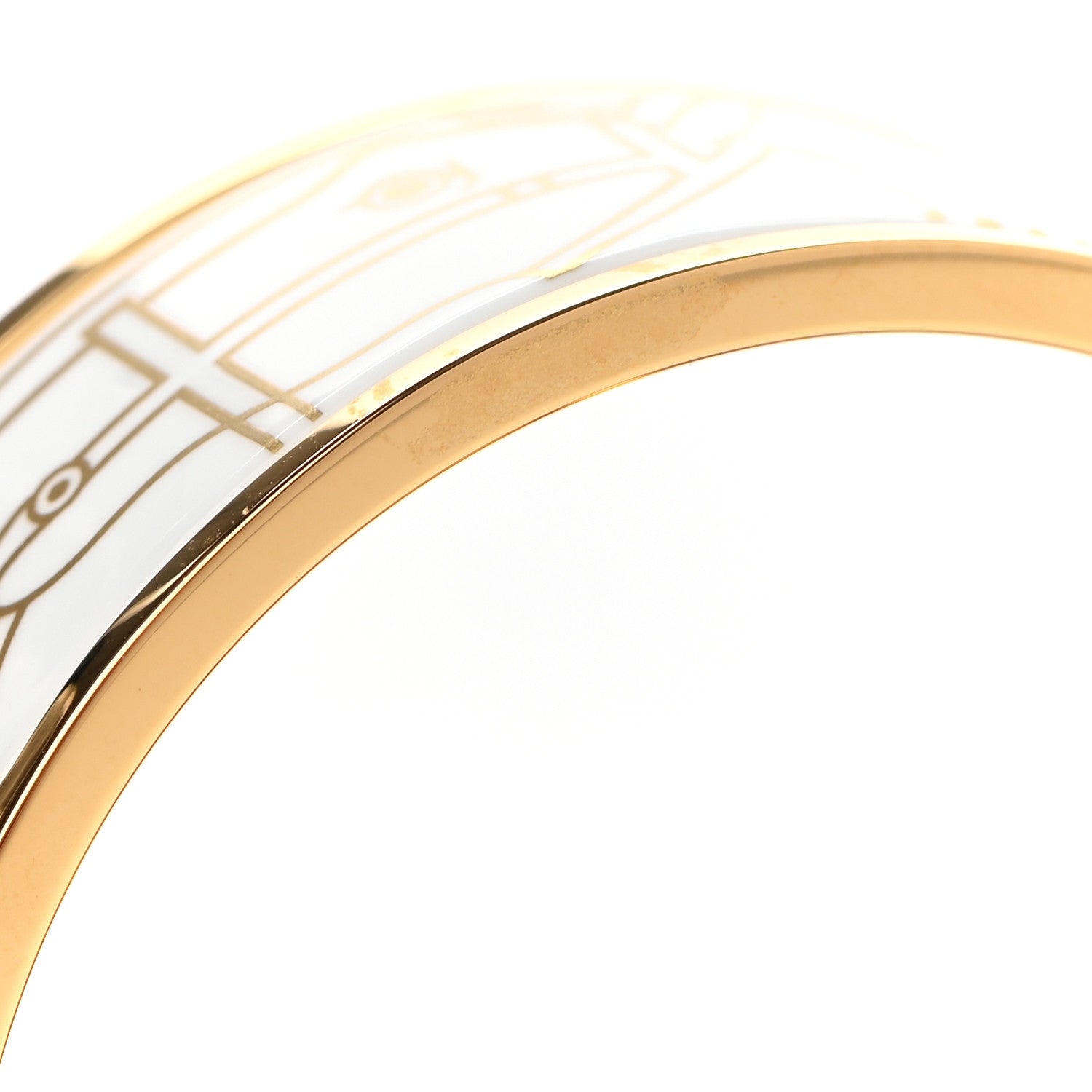 Hermes Enamel Printed Quadrige Au Fil Wide Clic Clac H Bracelet PM Or White 6 of 7