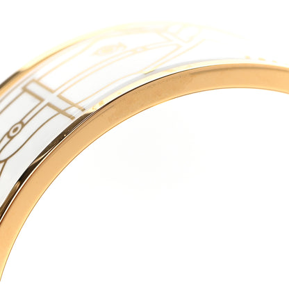 Hermes Enamel Printed Quadrige Au Fil Wide Clic Clac H Bracelet PM Or White 6 of 7