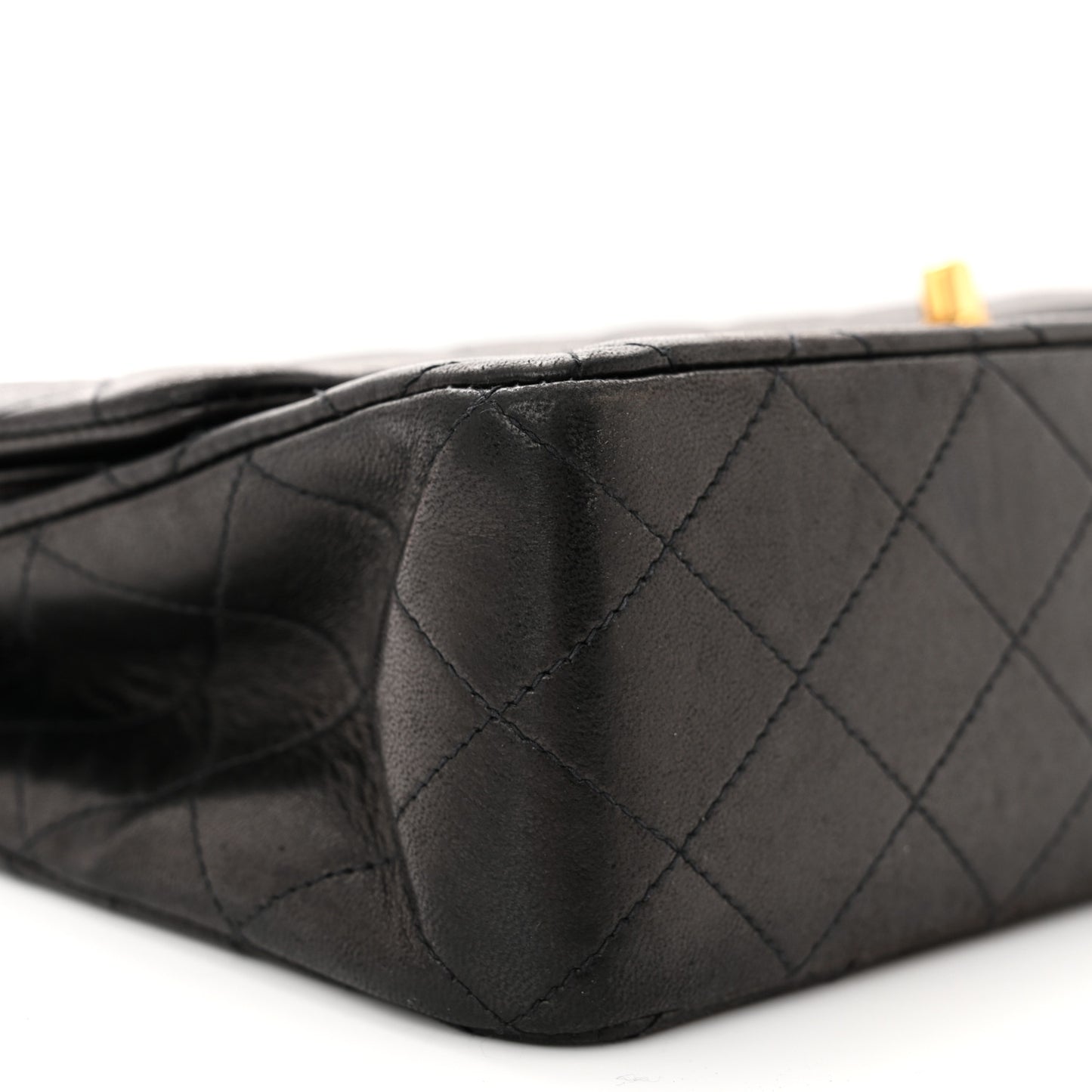 Lambskin Quilted Medium Double Flap Black