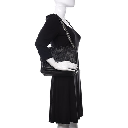 Saint Laurent Calfskin Matelasse Monogram Microstud Medium Niki Chain Satchel Black 2 of 9