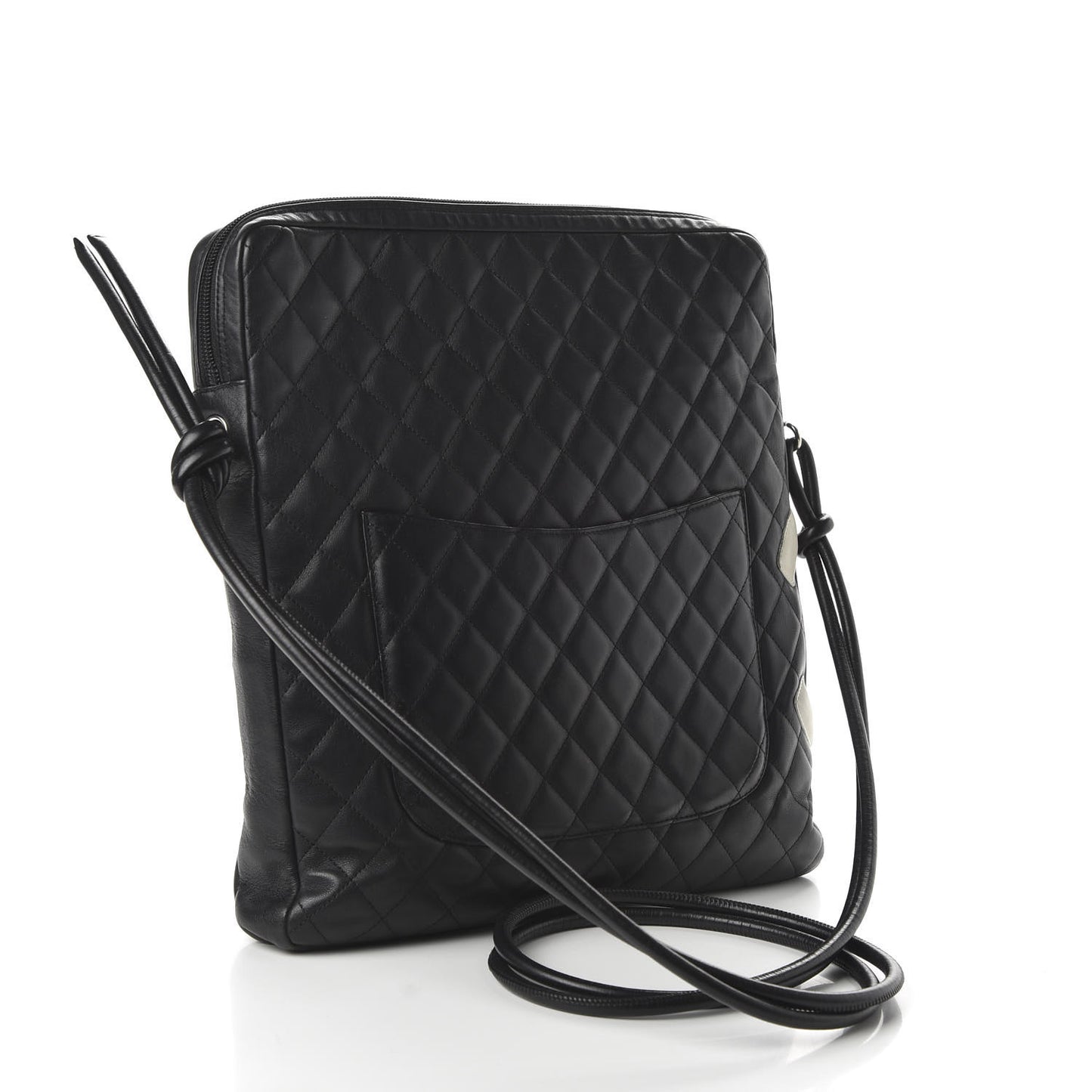 Calfskin Quilted Large Cambon Messenger Black White