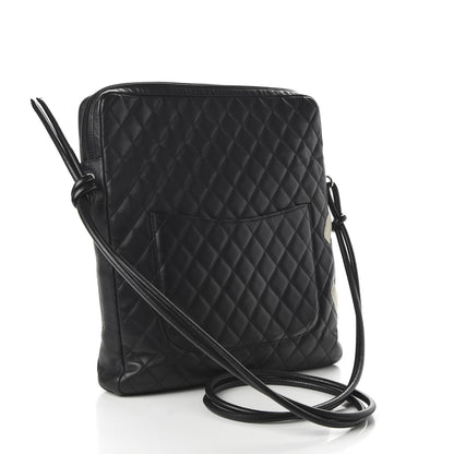 Chanel Calfskin Quilted Large Cambon Messenger Black White 3 of 12