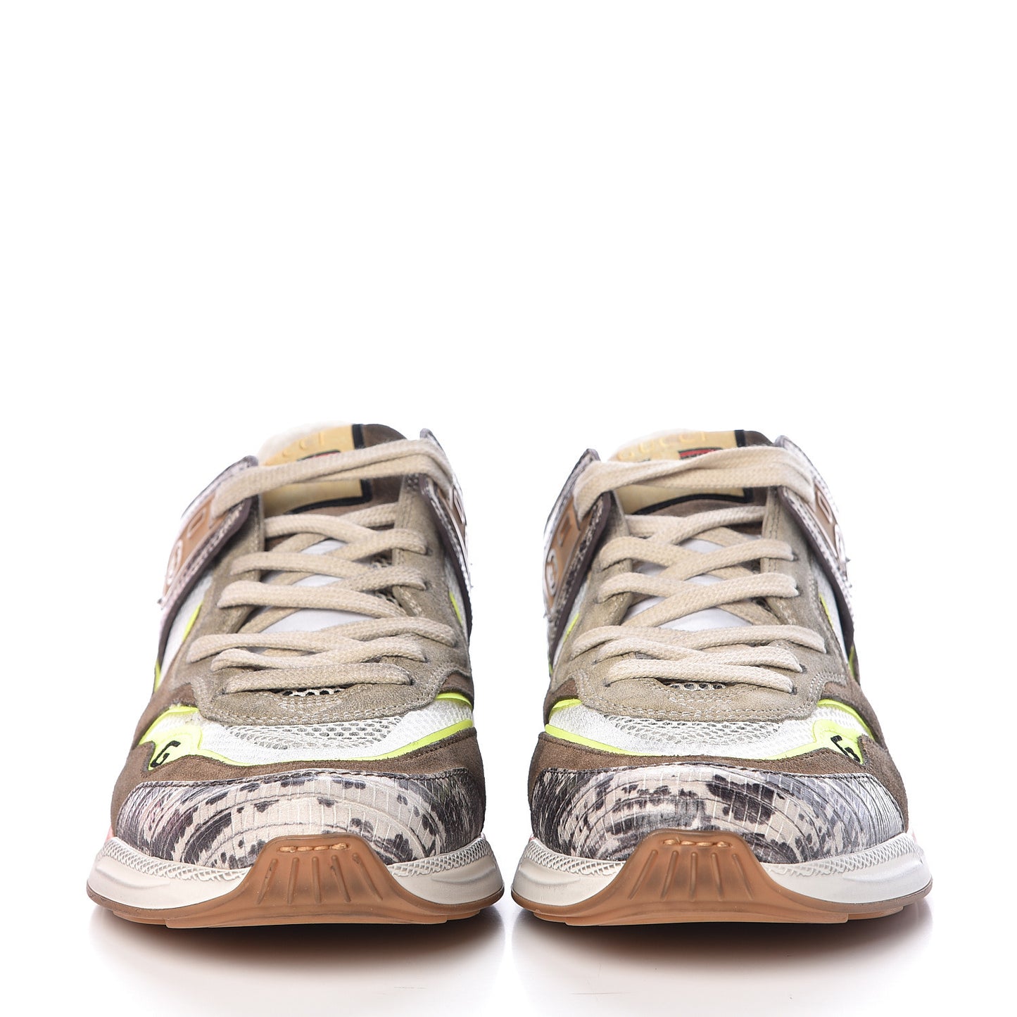 Suede Calfskin Tejus Printed Womens Ultrapace Sneakers 40 Natural Ardesia Neon Yellow