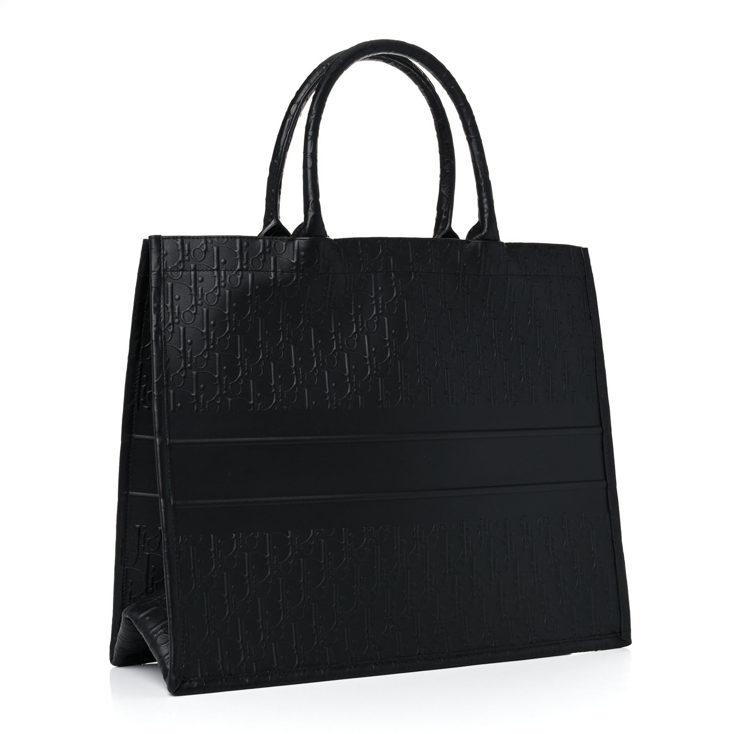 Oblique Calfskin Embossed Large Book Tote Black