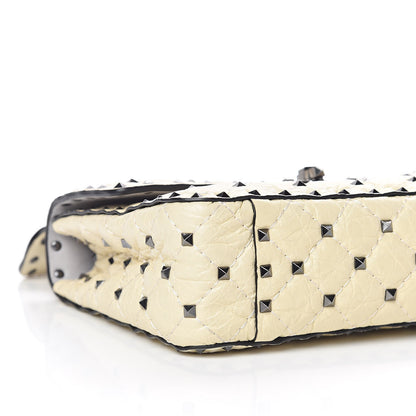 Valentino Garavani Craquele Nappa Medium Rockstud Spike Shoulder Bag Light Ivory 5 of 11