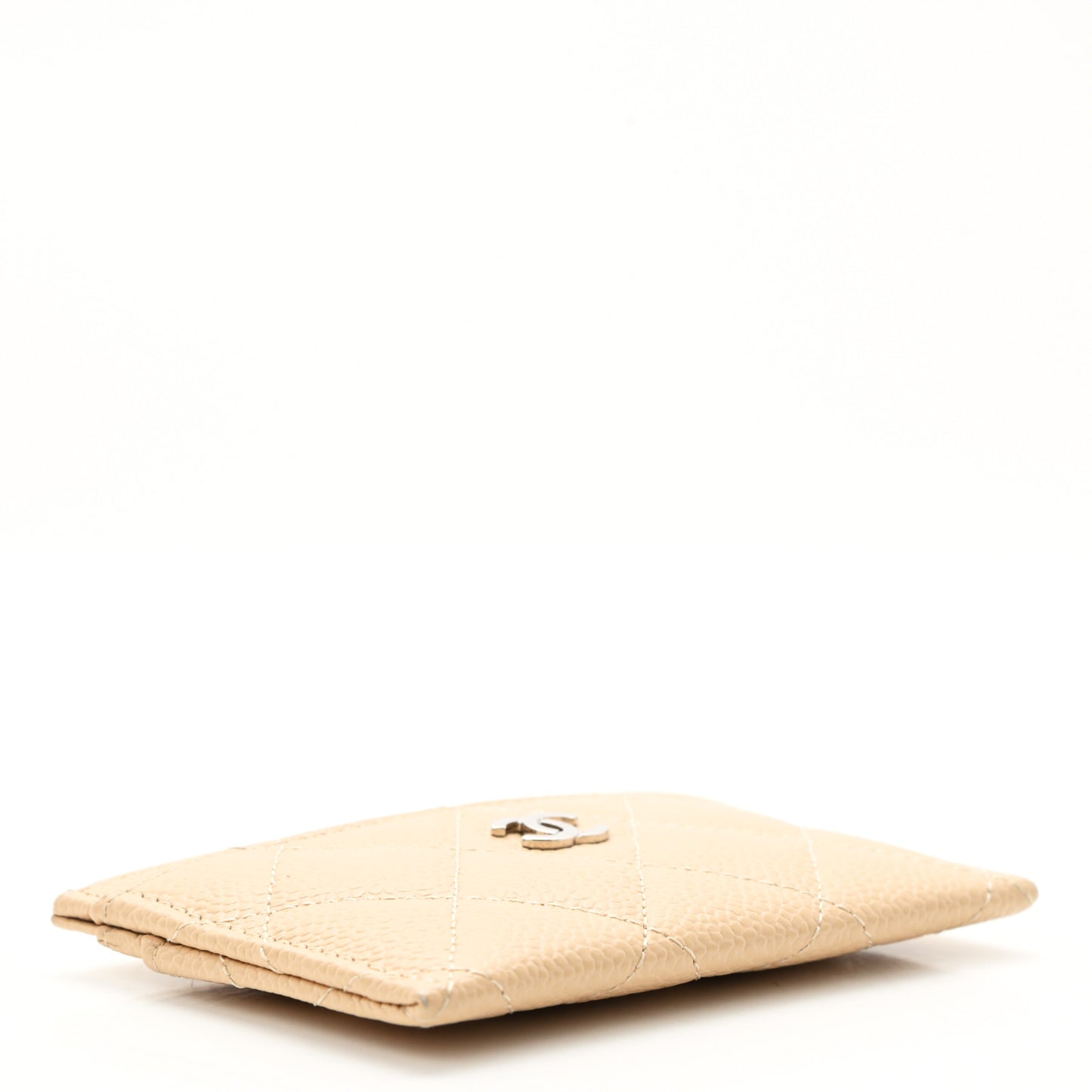 Caviar Quilted Card Holder Beige