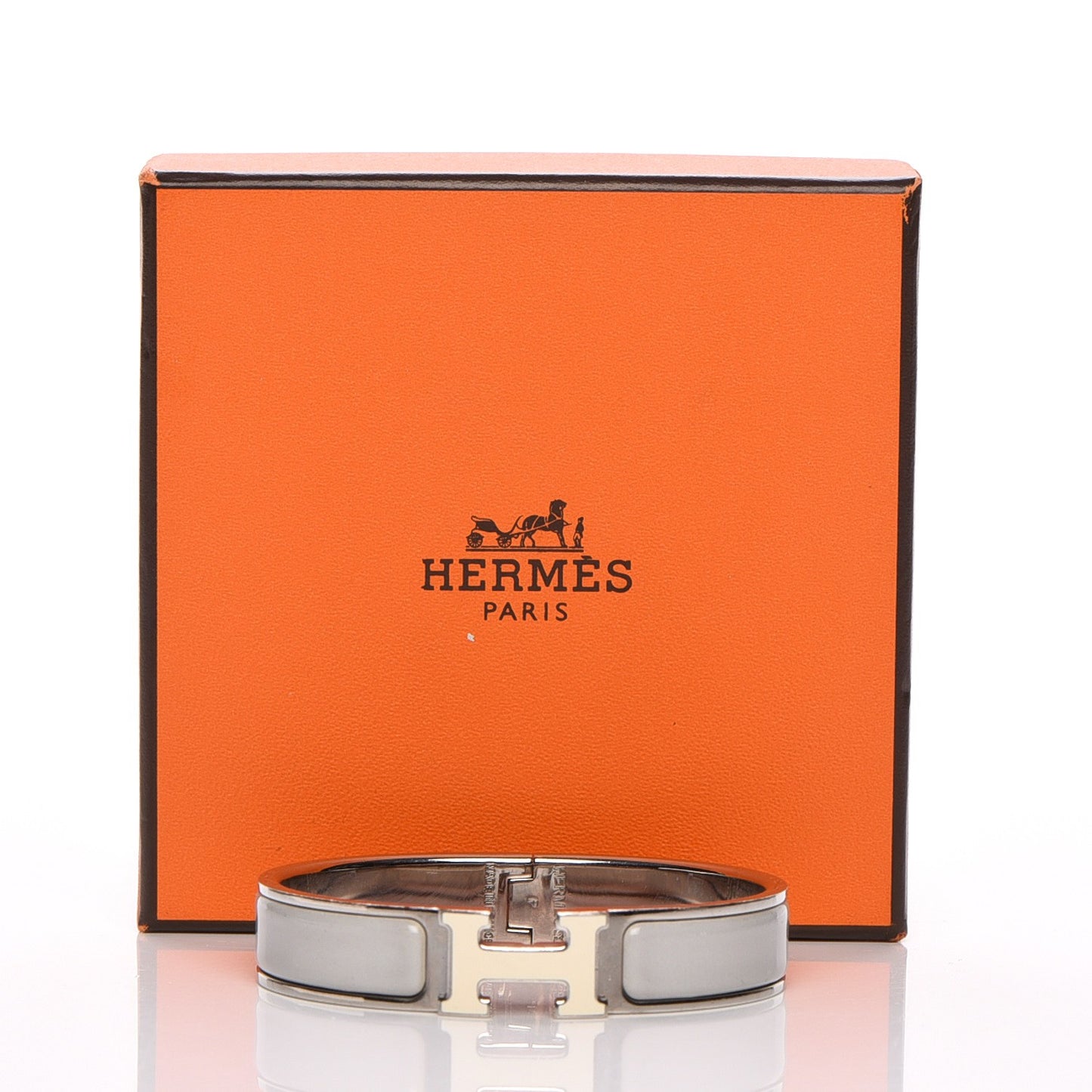 Enamel Narrow Clic Clac H Bracelet PM Gris Clair