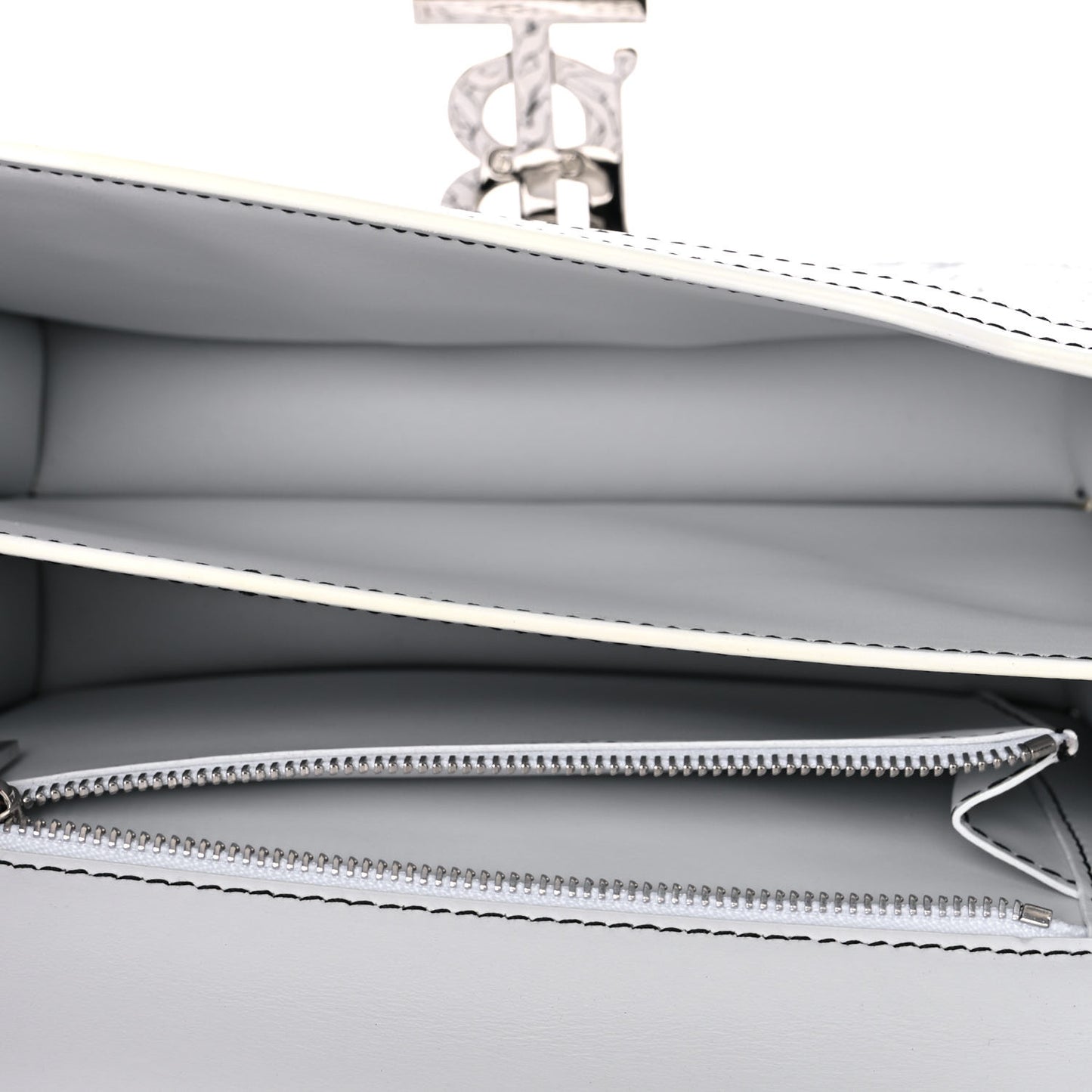 Calfskin Monogram Embossed Small TB Chain Bag Optic White
