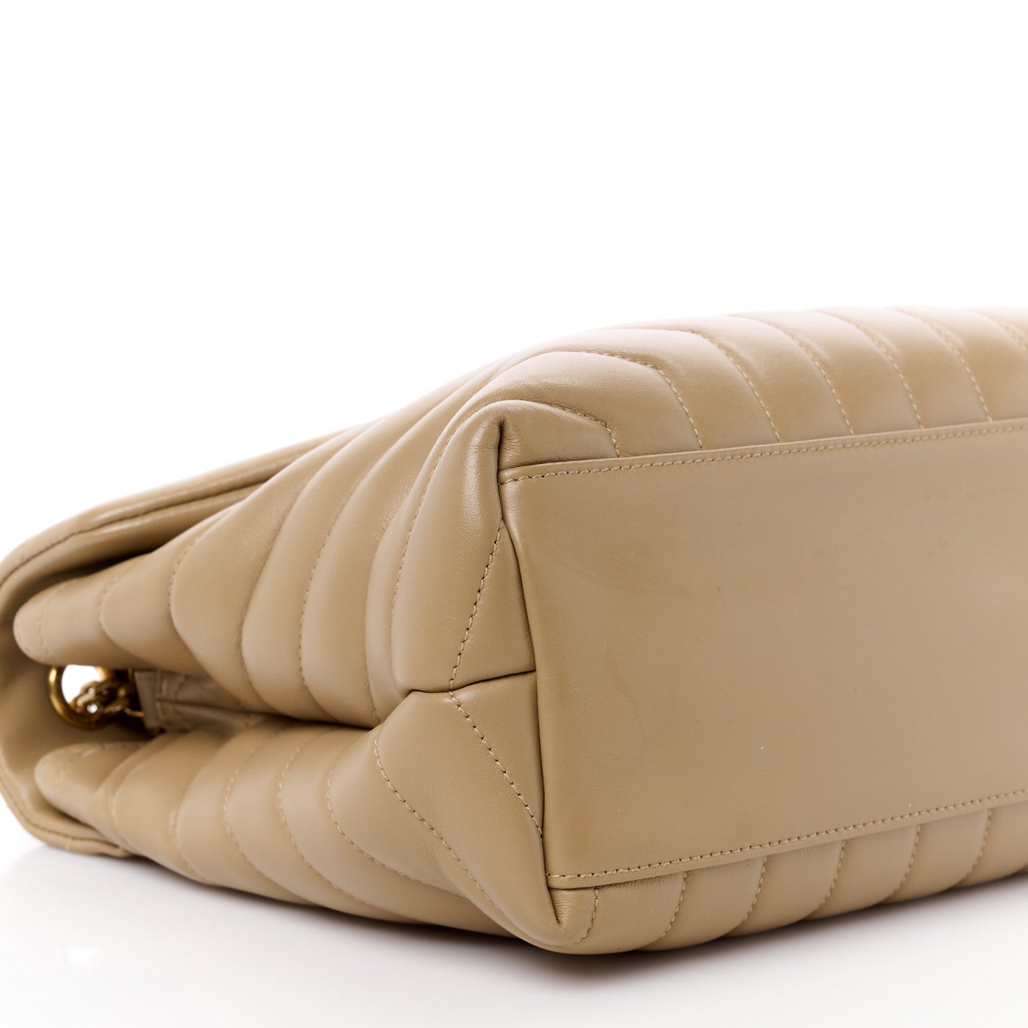 Saint Laurent Calfskin Y Quilted Monogram Medium Loulou Chain Satchel Dark Beige 11 of 13