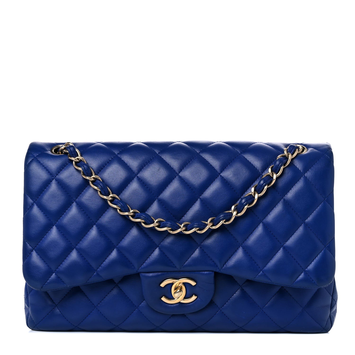 Chanel Lambskin Quilted Jumbo Double Flap Blue 1 of 22