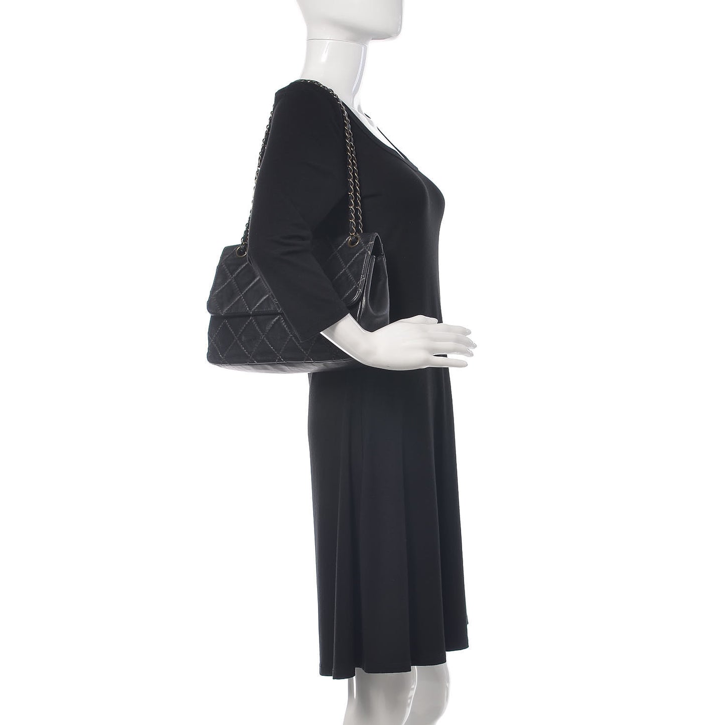 Calfskin Quilted Wild Stitch Flap Black