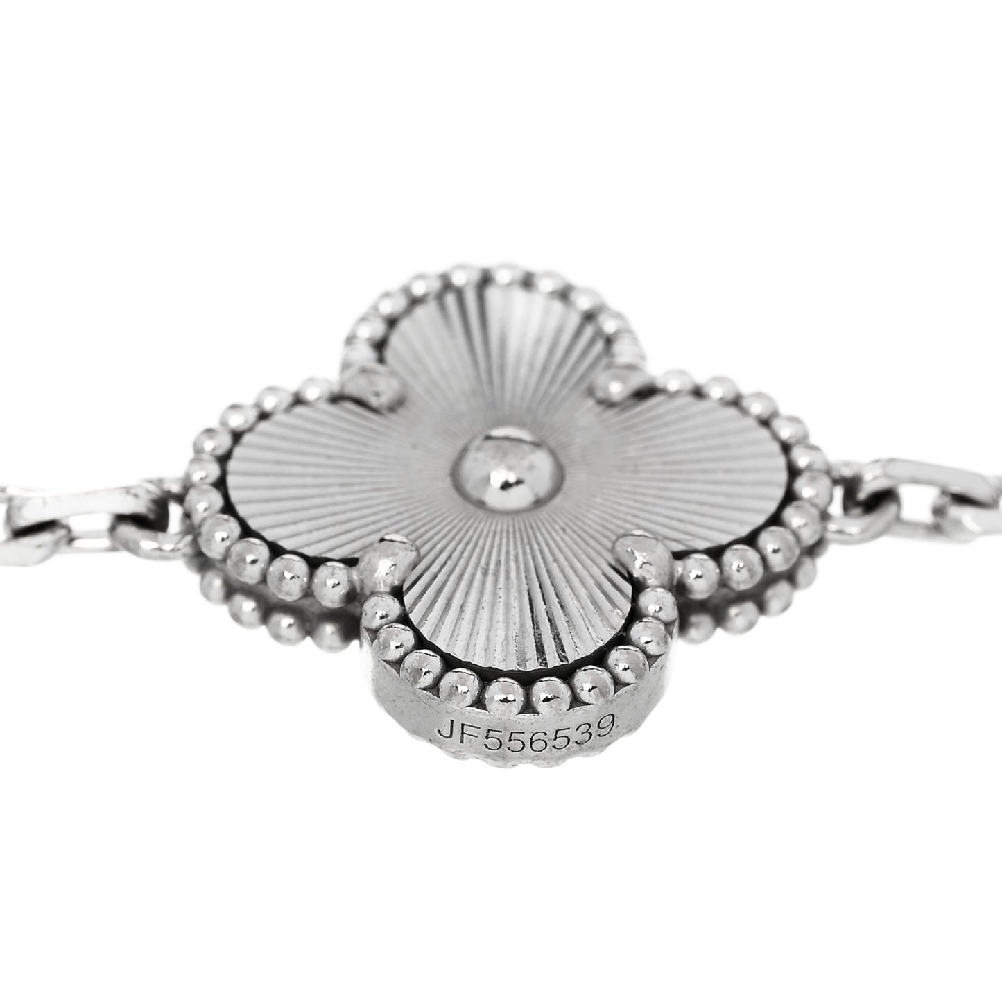 18K White Gold 5 Motifs Guilloche Vintage Alhambra Bracelet