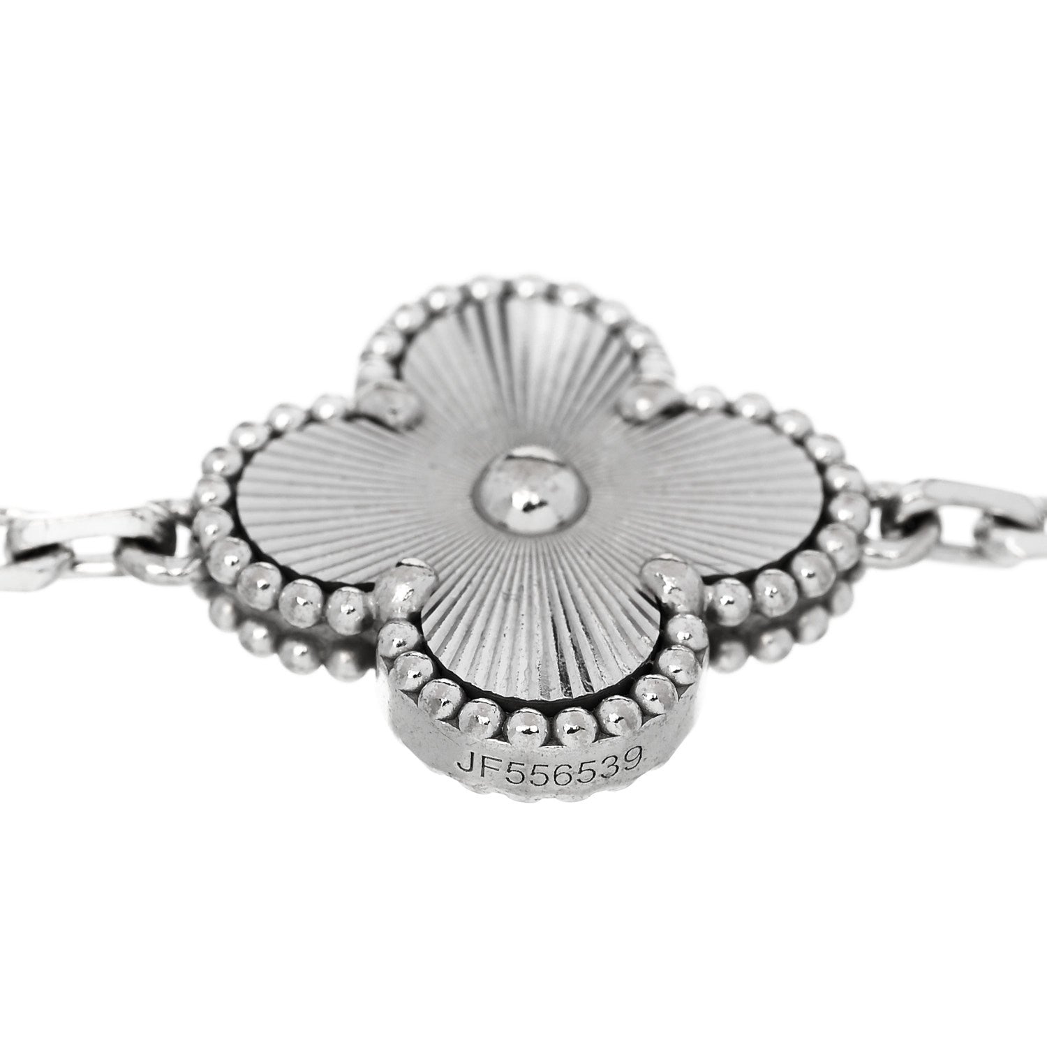 Van Cleef & Arpels 18K White Gold 5 Motifs Guilloche Vintage Alhambra Bracelet 4 of 4