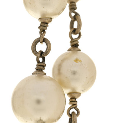 Chanel Graduated Pearl Crystal Twisted CC Long Necklace Gold 7 of 7