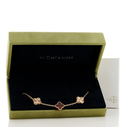 Van Cleef & Arpels 18K Rose Gold Carnelian 5 Motifs Guilloche Vintage Alhambra Bracelet 5 of 5