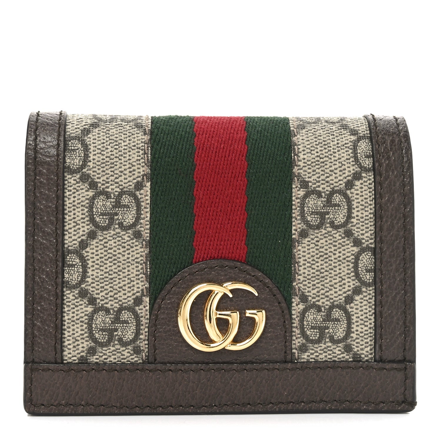 Gucci GG Supreme Monogram Web Ophidia Card Case Beige New Acero 1 of 8