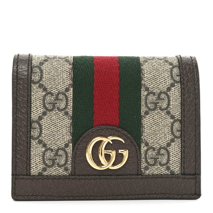 Gucci GG Supreme Monogram Web Ophidia Card Case Beige New Acero 1 of 8