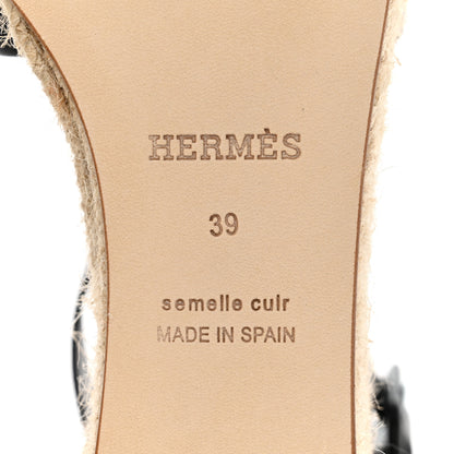Hermes Goatskin Elda Espadrille Wedge Sandals 39 Black 8 of 9