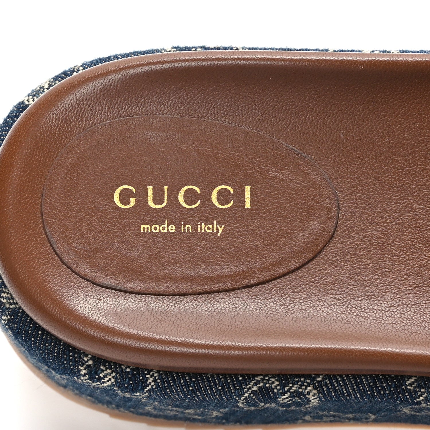 Gucci New Denim GG Monogram Angelina Platform 55mm Slide Sandals 37.5 Blue Tea 7 of 8
