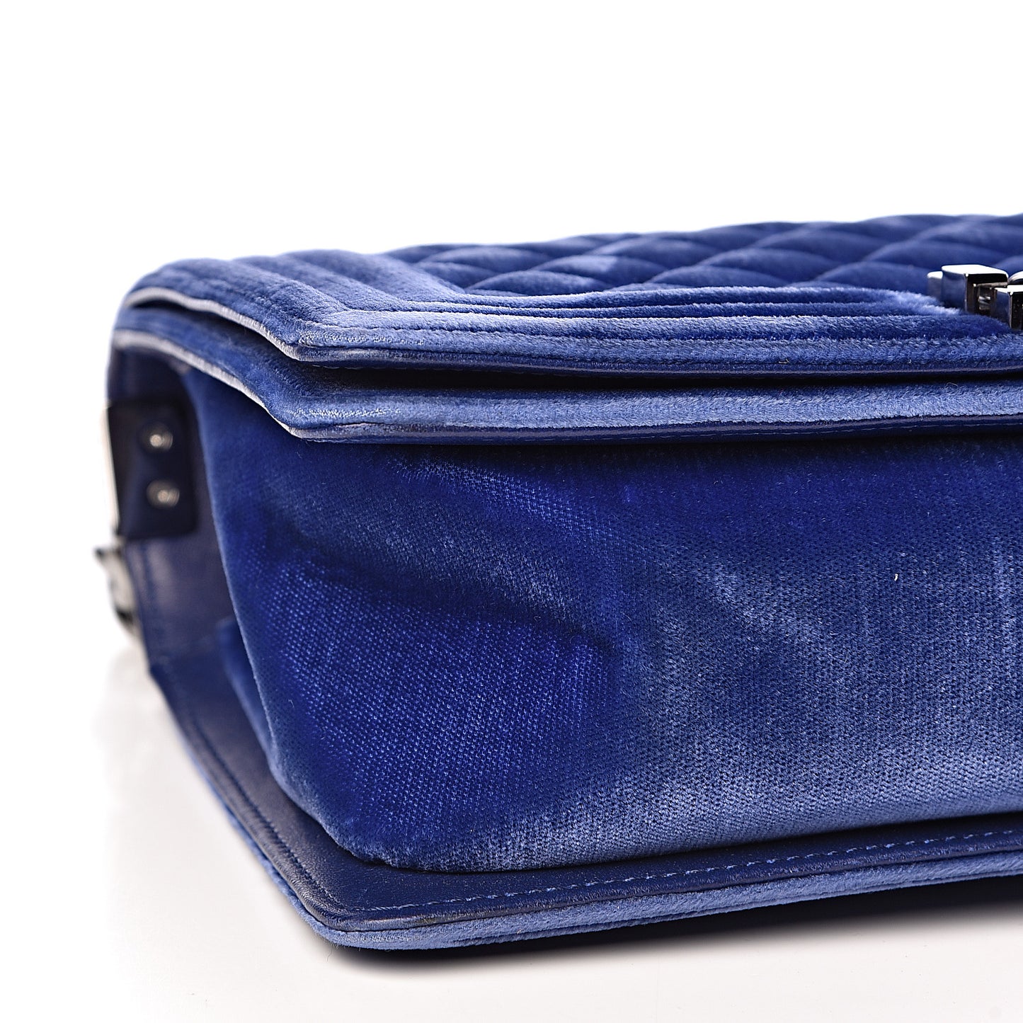 Velvet Quilted Medium Boy Flap Blue