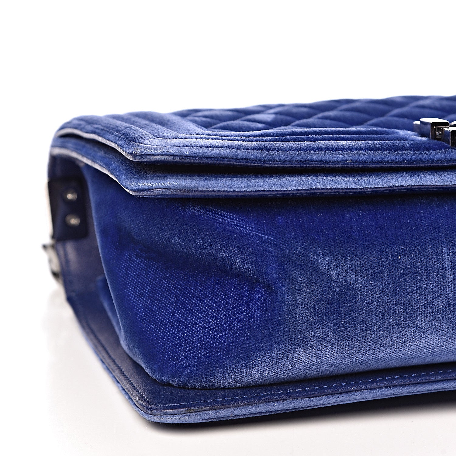 Chanel Velvet Quilted Medium Boy Flap Blue 8 of 11