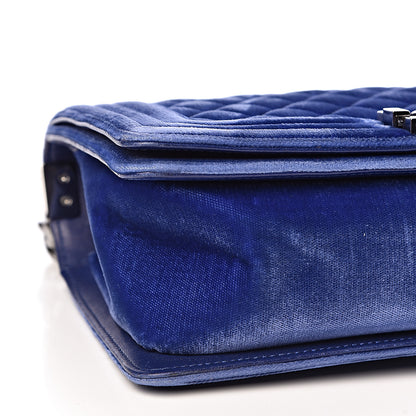 Chanel Velvet Quilted Medium Boy Flap Blue 8 of 11