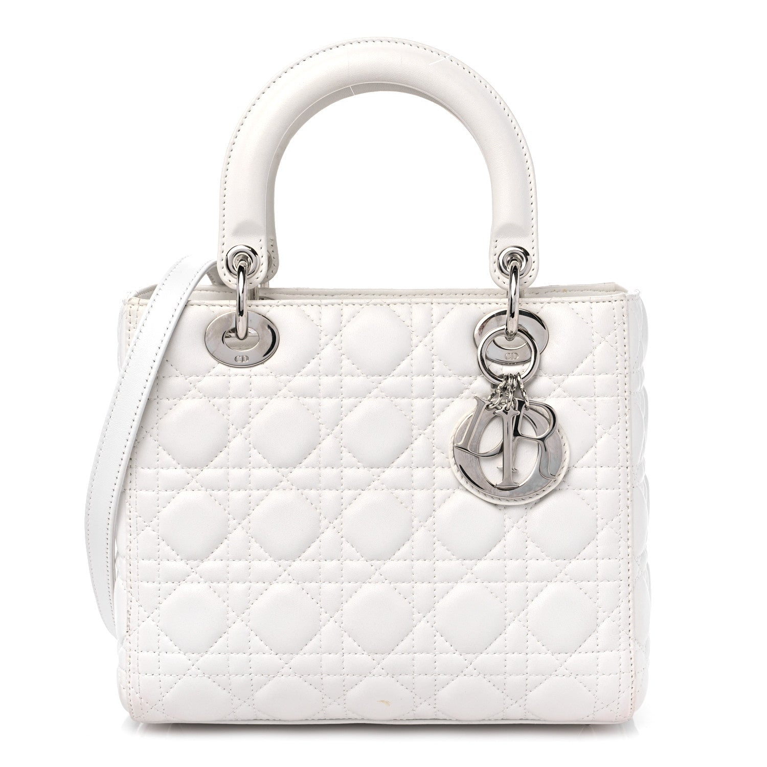 Christian Dior Lambskin Cannage Medium Lady Dior White 1 of 12