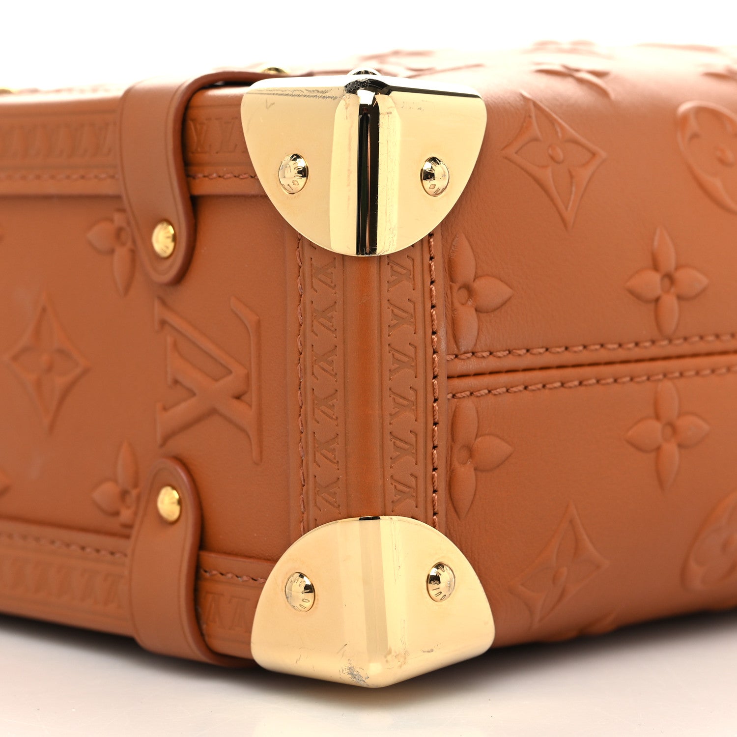 Louis Vuitton Calfskin Debossed Monogram Side Trunk Tan 8 of 10