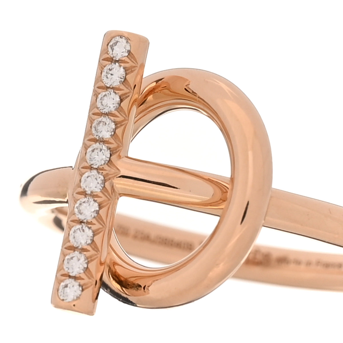 Hermes 18K Rose Gold Diamond PM Echappee Ring 54 6.75 4 of 6
