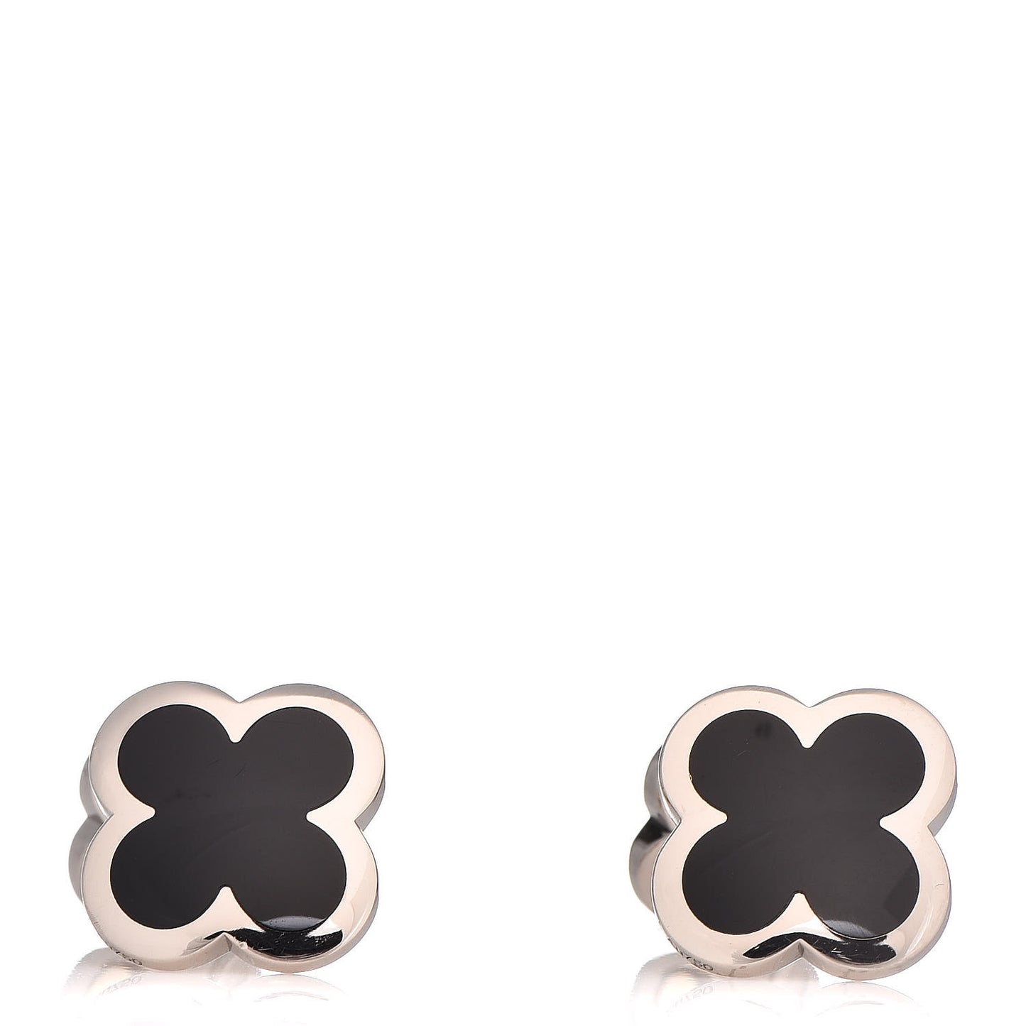 18K White Gold Black Onyx Alhambra Cufflinks