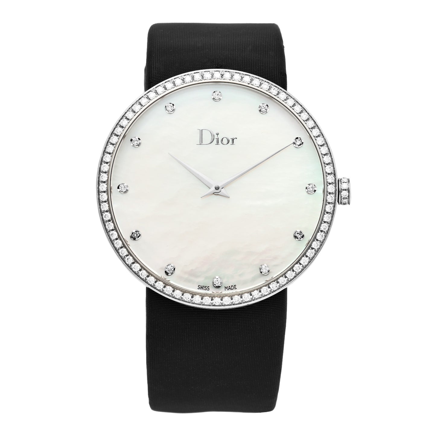 Stainless Steel Satin Diamond Bezel Mother of Pearl 38mm La D De Dior Quartz Watch